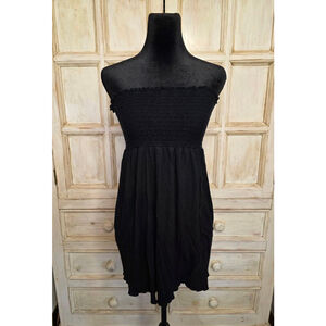 Beach Star Black Strapless Swim Cover Up Dress Size Small